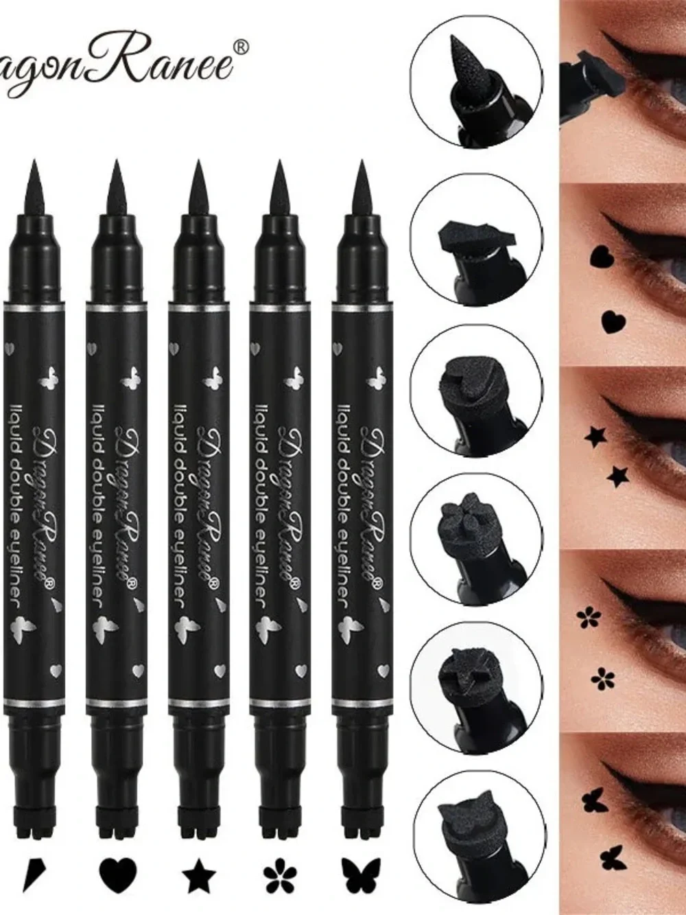 Black Liquid Double Eyeliner with Shape Stamps * Star